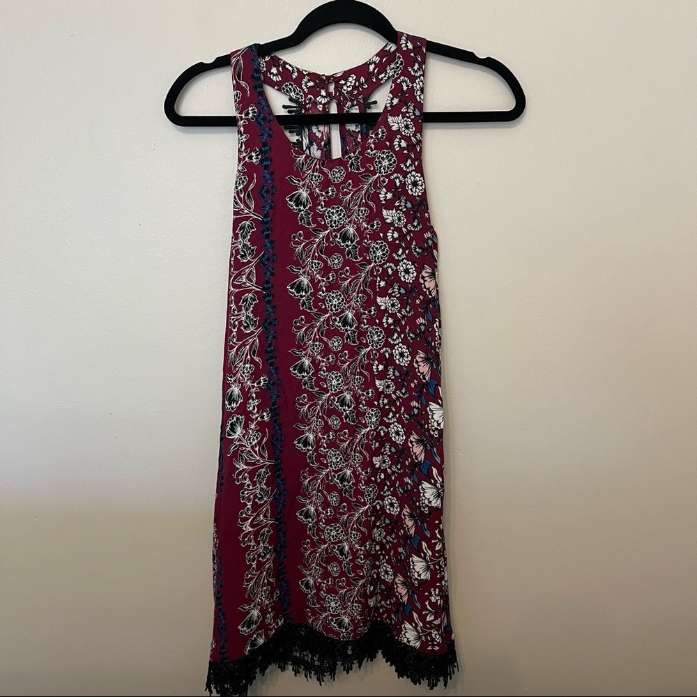 NWT Francesca’s Mini Floral Burgundy Dress